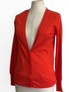 J. Crew Orange TAILORED 100% Merino Wool KNIT CARDIGAN Sweater Sz XS